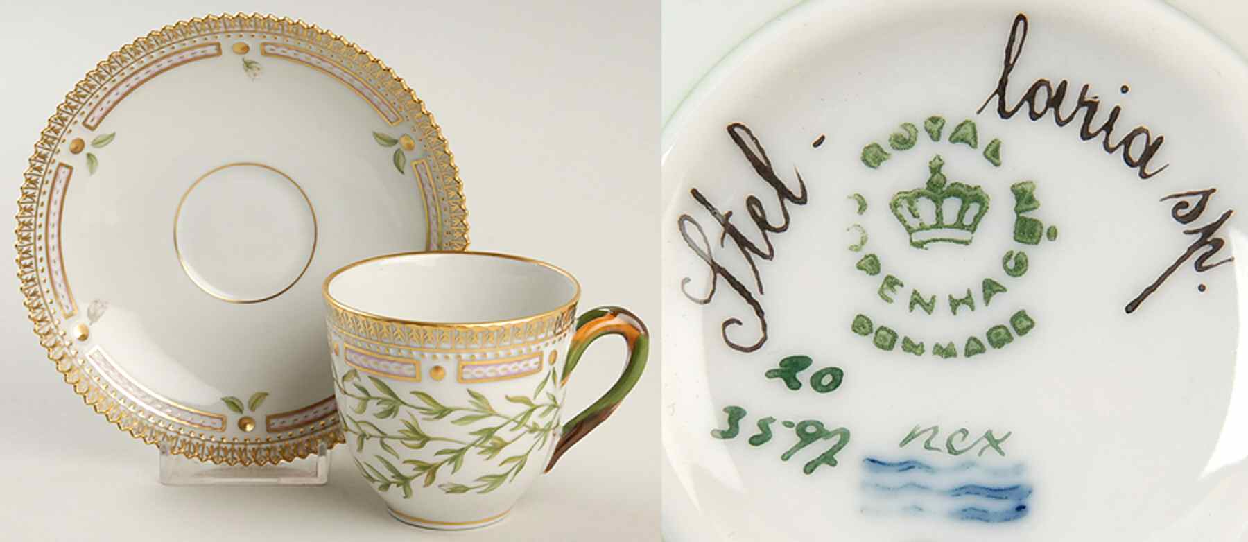 Flora Danica (1961 To Current) Flat Cup & Saucer Set-Stel laria sp. by Royal Copenhagen-1