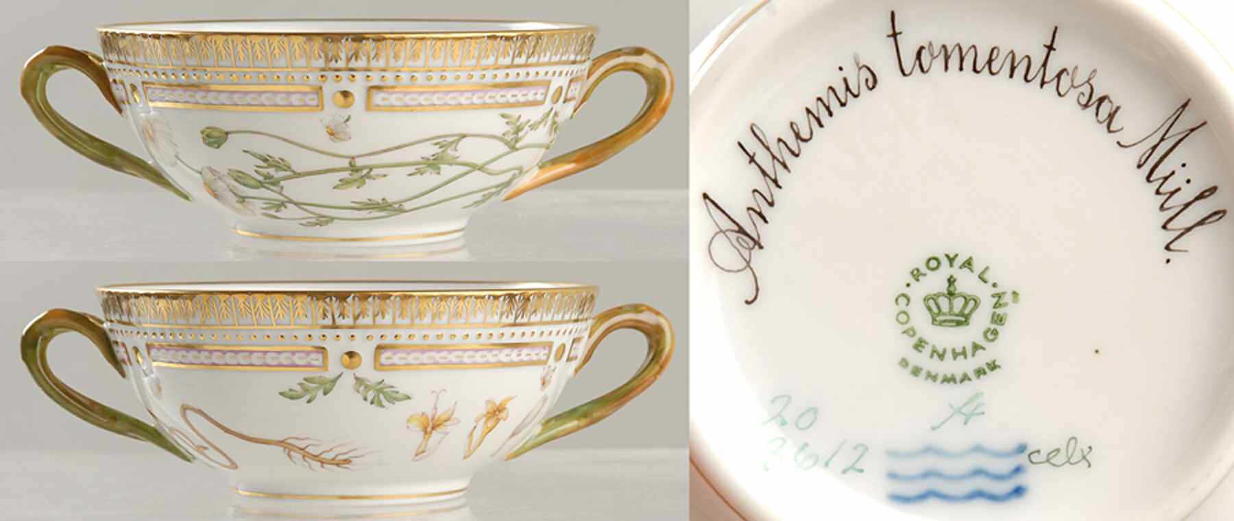 Flora Danica (1961 To Current) Flat Cream Soup Bowl-Anthemis tomentosa Mull by Royal Copenhagen-1