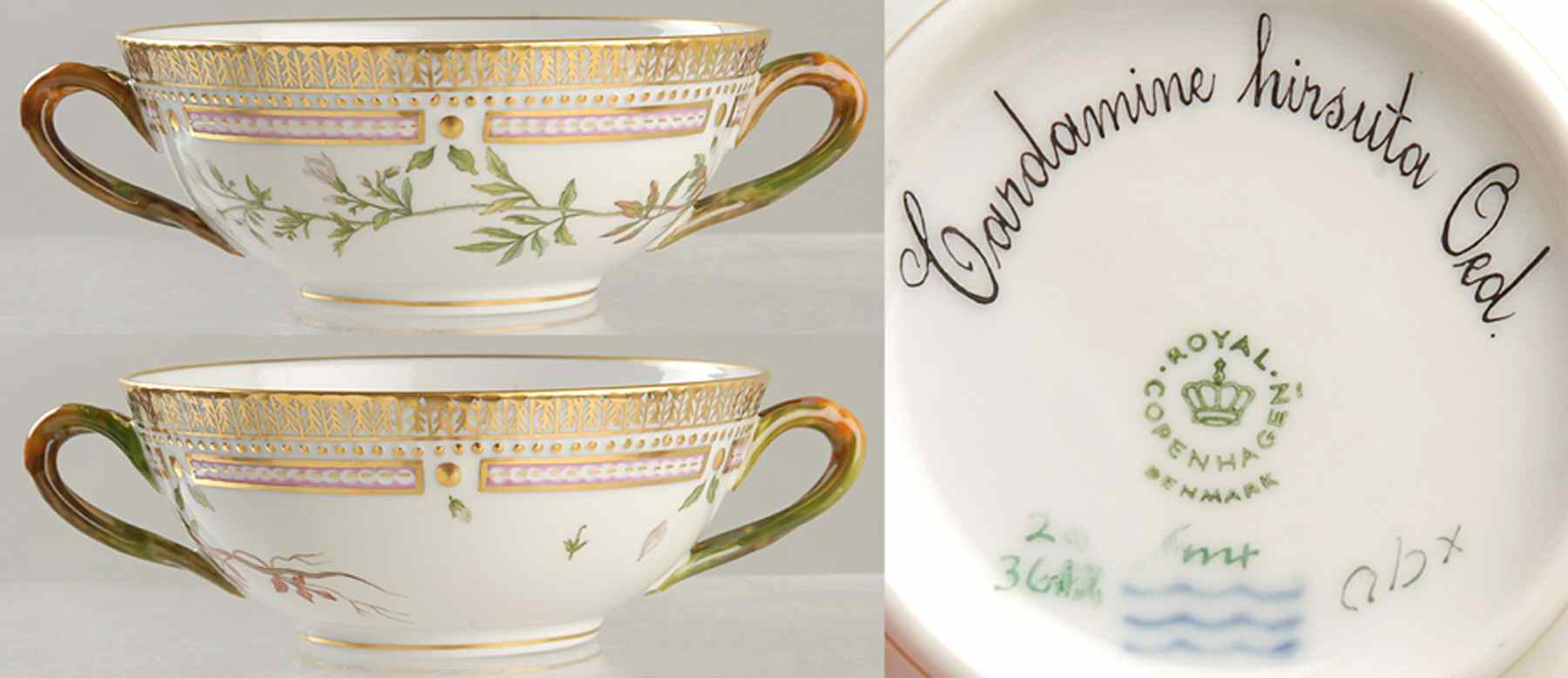 Flora Danica (1961 To Current) Flat Cream Soup Bowl-Cardamine hirsuta Oed by Royal Copenhagen-1