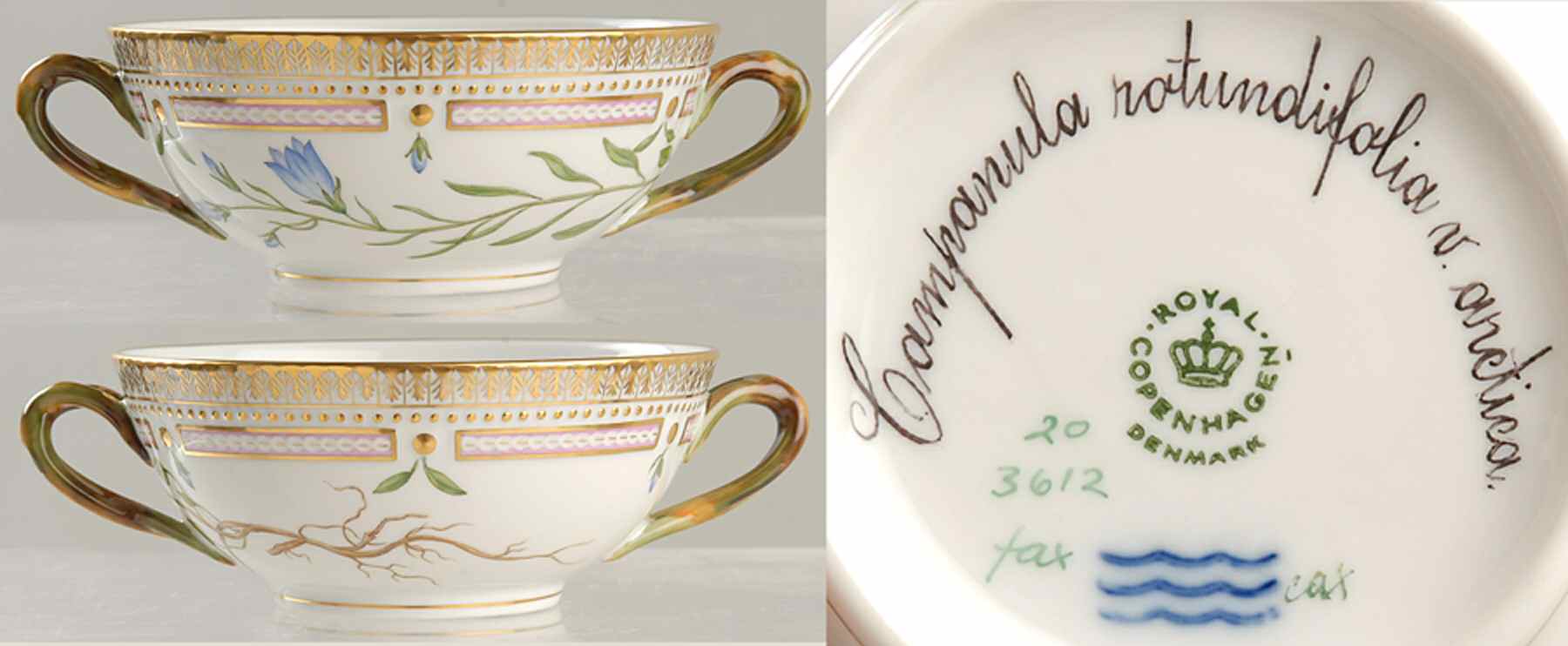 Flora Danica (1961 To Current) Flat Cream Soup Bowl-Campanula rotundifolia v arct by Royal Copenhagen-1
