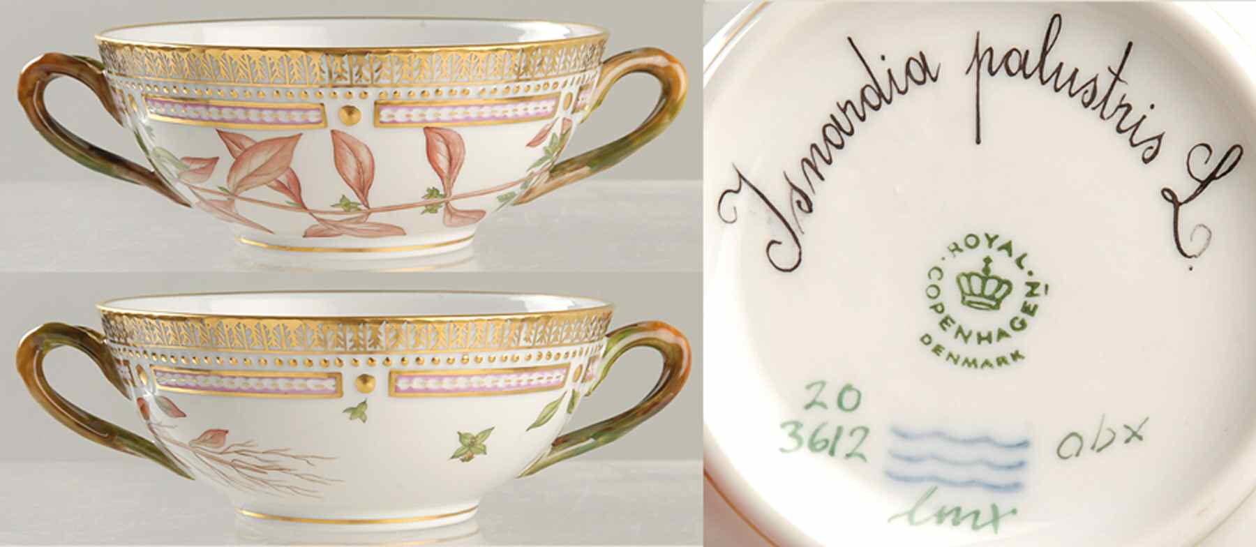 Flora Danica (1961 To Current) Flat Cream Soup Bowl-Isnardia palustris L by Royal Copenhagen-1
