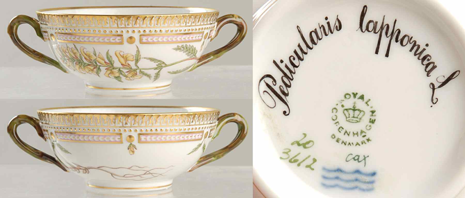 Flora Danica (1961 To Current) Flat Cream Soup Bowl-Pedicularis lapponica L by Royal Copenhagen-1