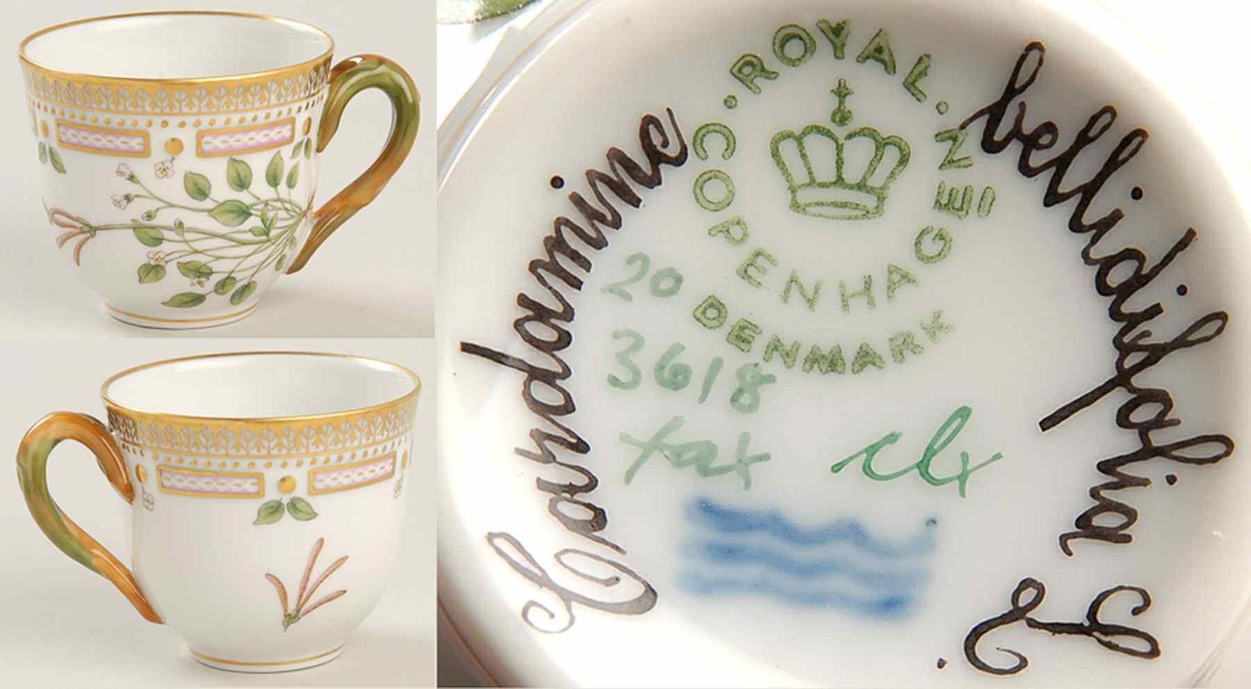 Flora Danica (1961 To Current) Flat Demitasse Cup-Cardamine bellidifolia L. by Royal Copenhagen-1