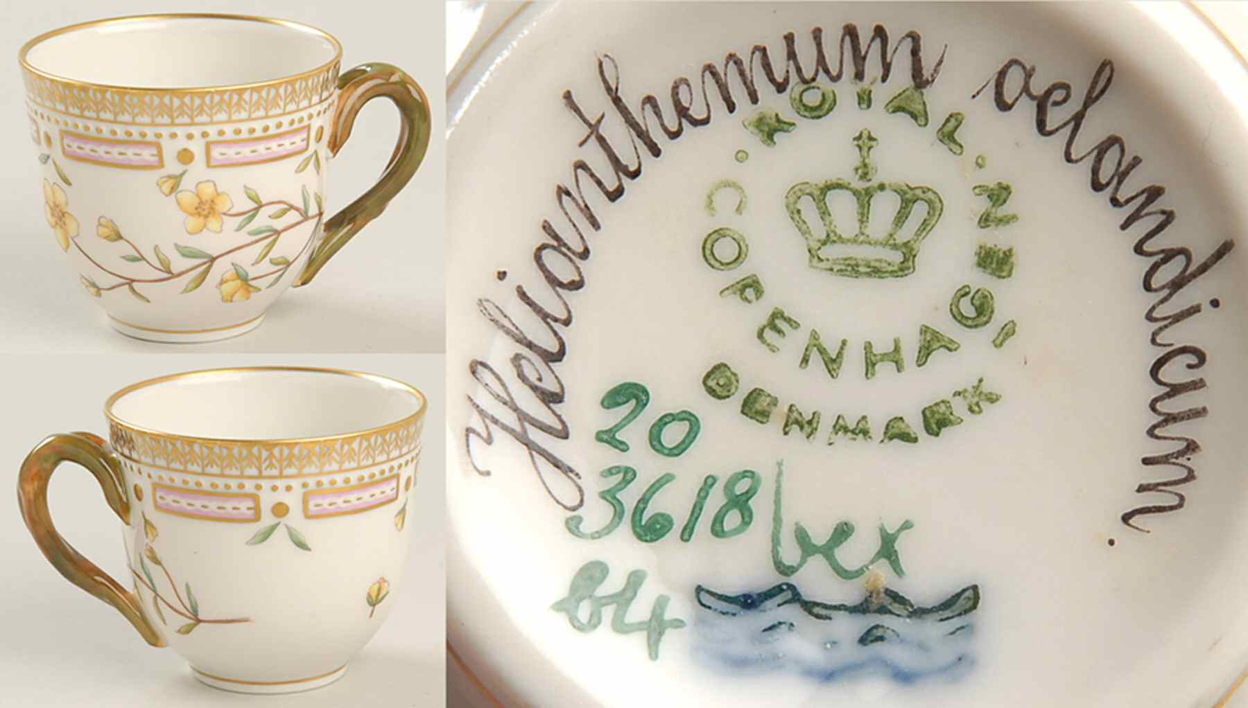 Flora Danica (1961 To Current) Flat Demitasse Cup-Helianthemum oelandicum by Royal Copenhagen-1