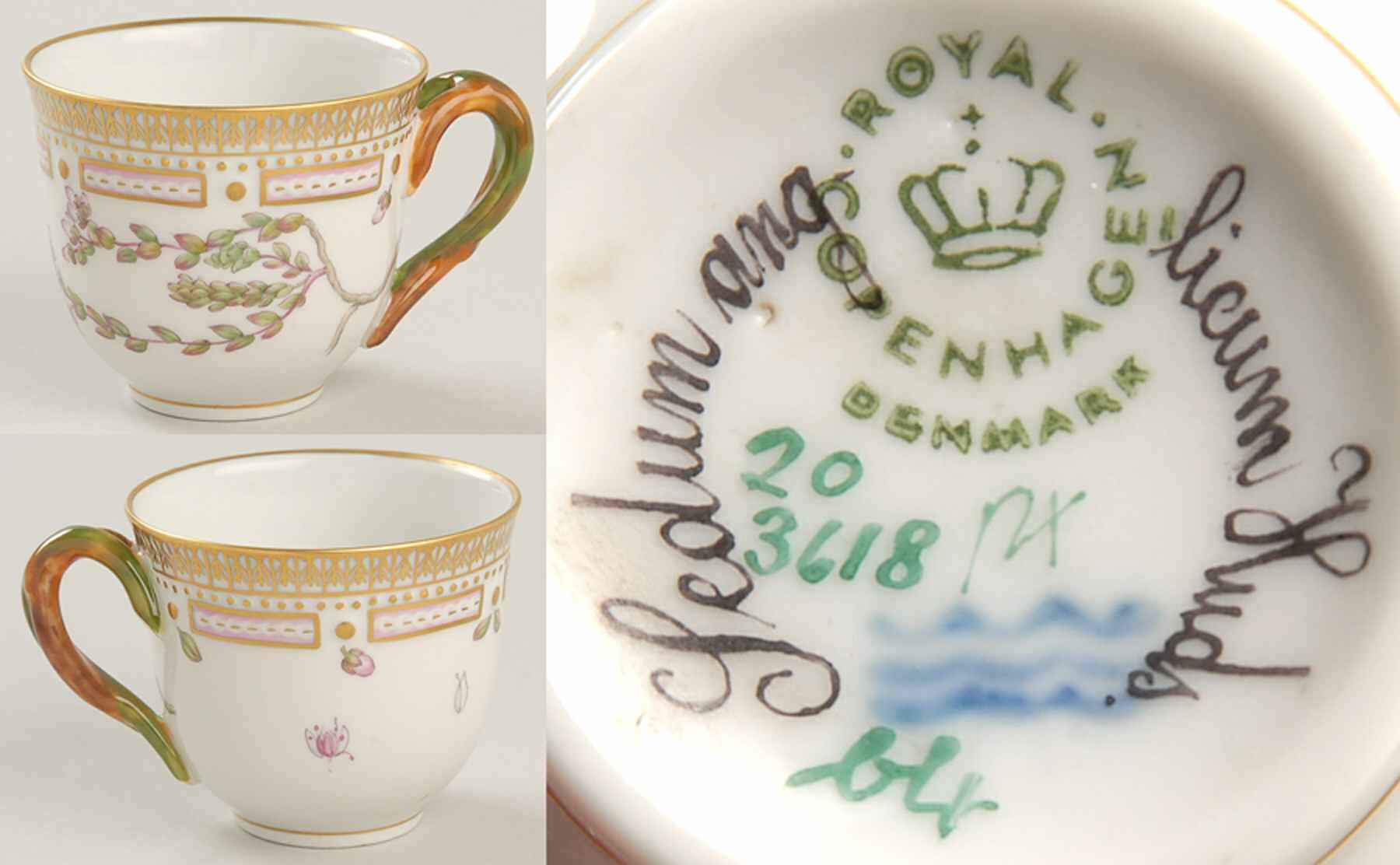 Flora Danica (1961 To Current) Flat Demitasse Cup-Sedum anglicum Huds by Royal Copenhagen-1