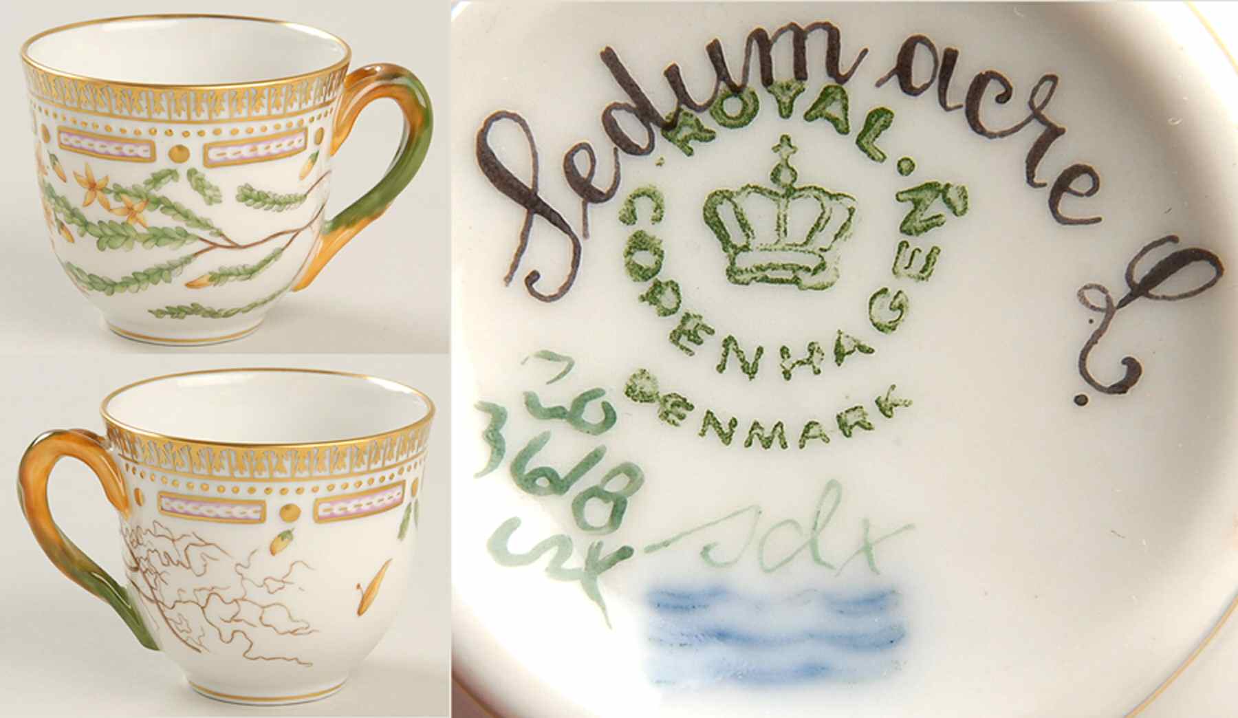 Flora Danica (1961 To Current) Flat Demitasse Cup-Sedum acre L. by Royal Copenhagen-1