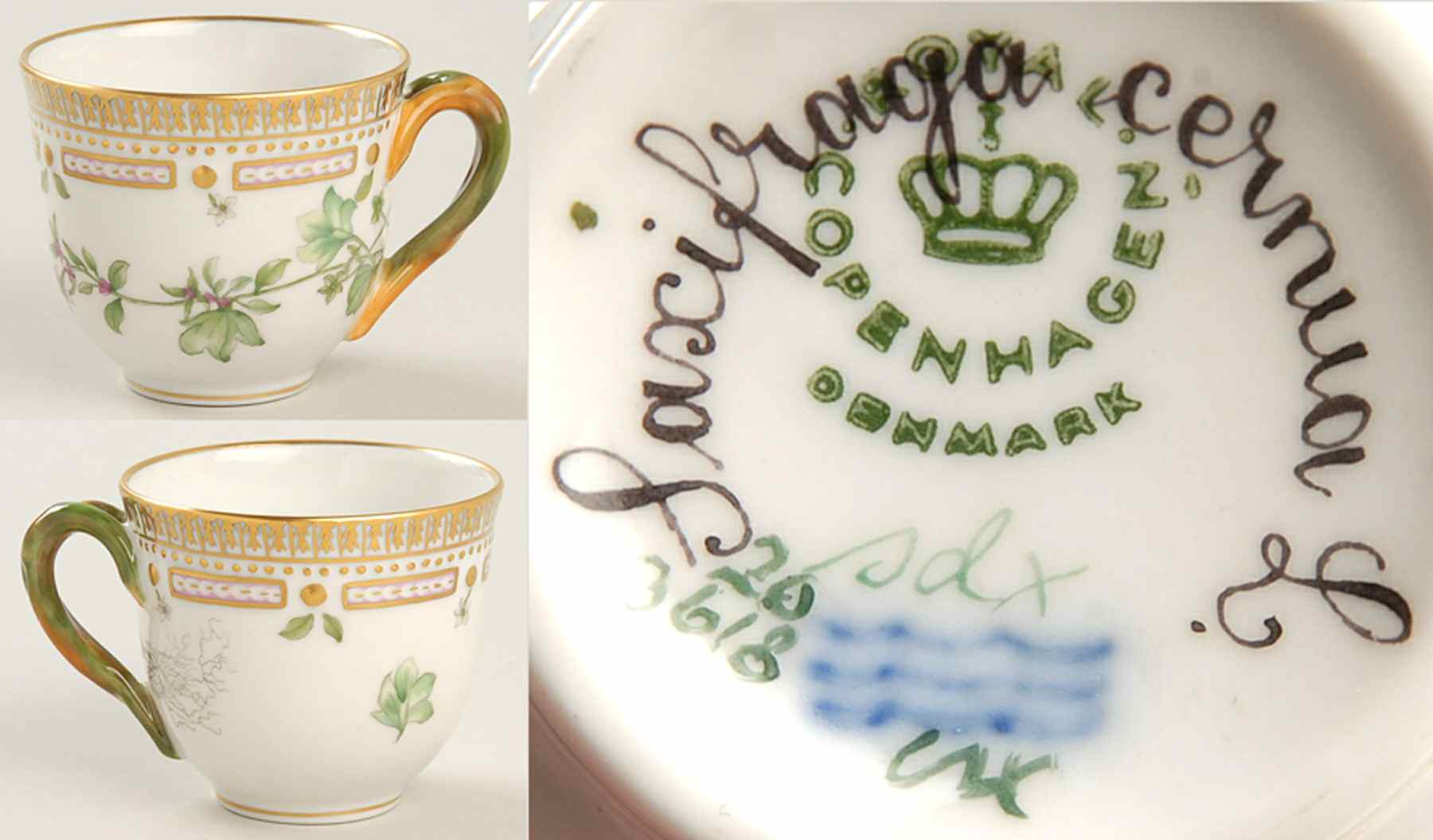 Flora Danica (1961 To Current) Flat Demitasse Cup-Sascifraga cernua L. by Royal Copenhagen-1