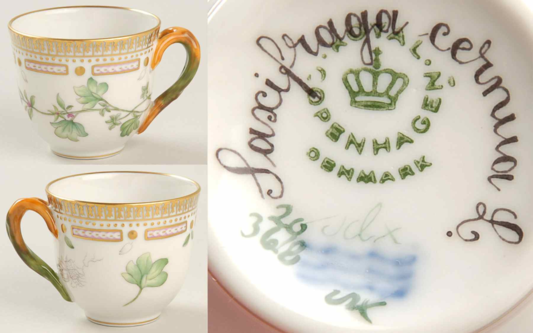 Flora Danica (1961 To Current) Flat Demitasse Cup-Sascifraga cernua L. by Royal Copenhagen-1