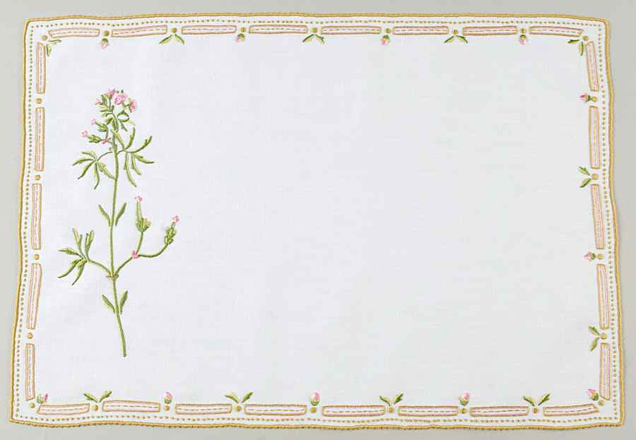 Flora Danica (1961 To Current) 18" Embroidered Linen Placemat by Royal Copenhagen-1