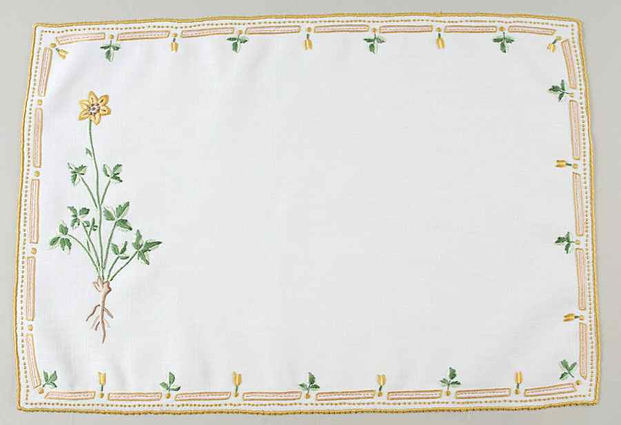Flora Danica (1961 To Current) 18" Embroidered Linen Placemat by Royal Copenhagen-1