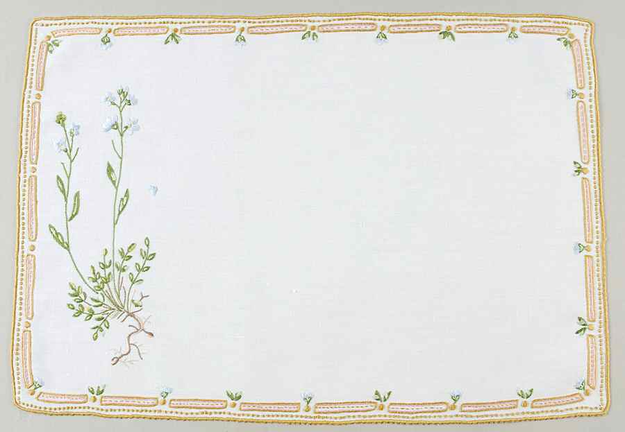 Flora Danica (1961 To Current) 18" Embroidered Linen Placemat by Royal Copenhagen-1