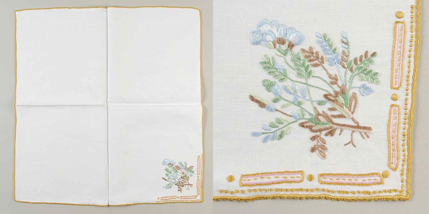 Flora Danica (1961 To Current) 20" Embroidered Linen Napkin by Royal Copenhagen-1