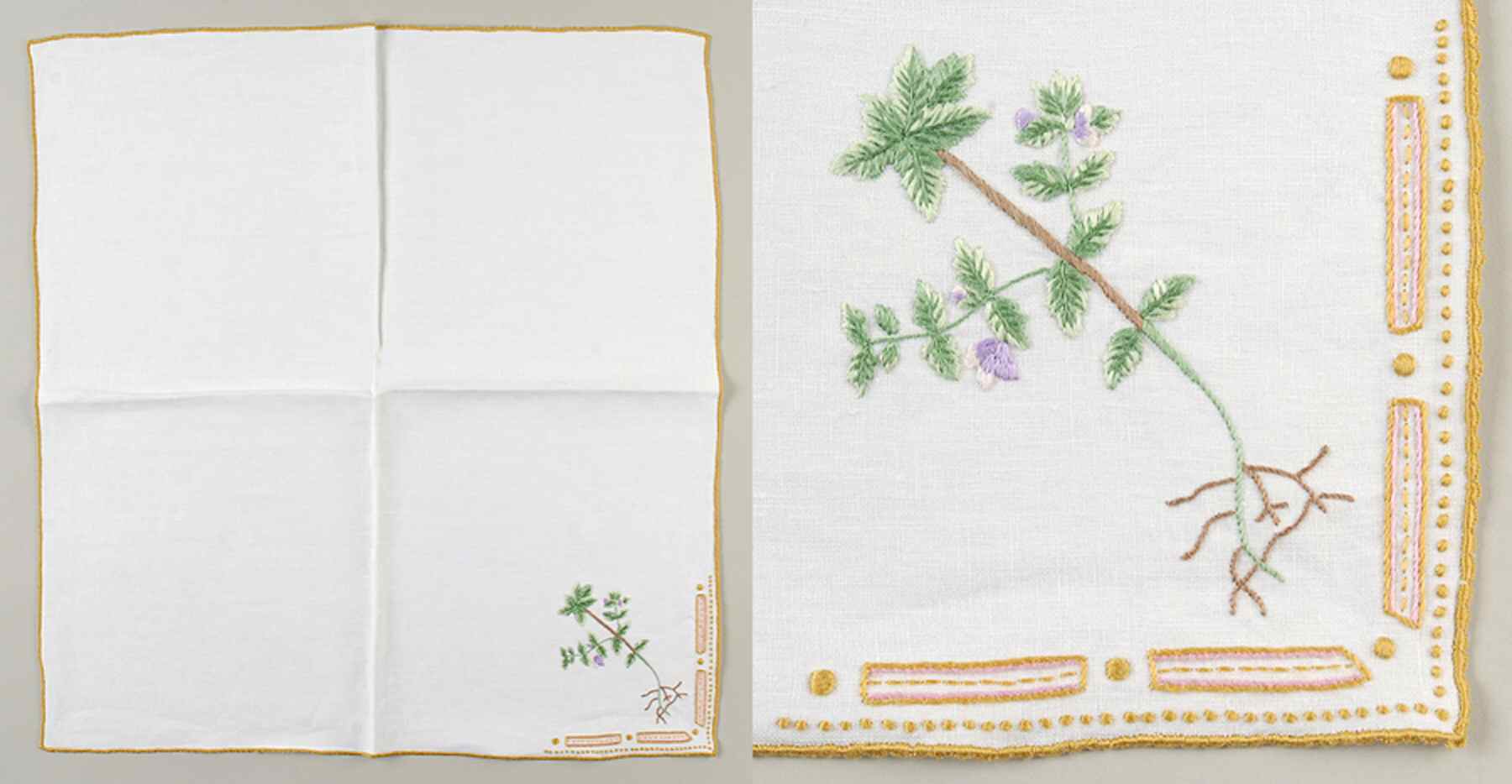 Flora Danica (1961 To Current) 20" Embroidered Linen Napkin by Royal Copenhagen-1