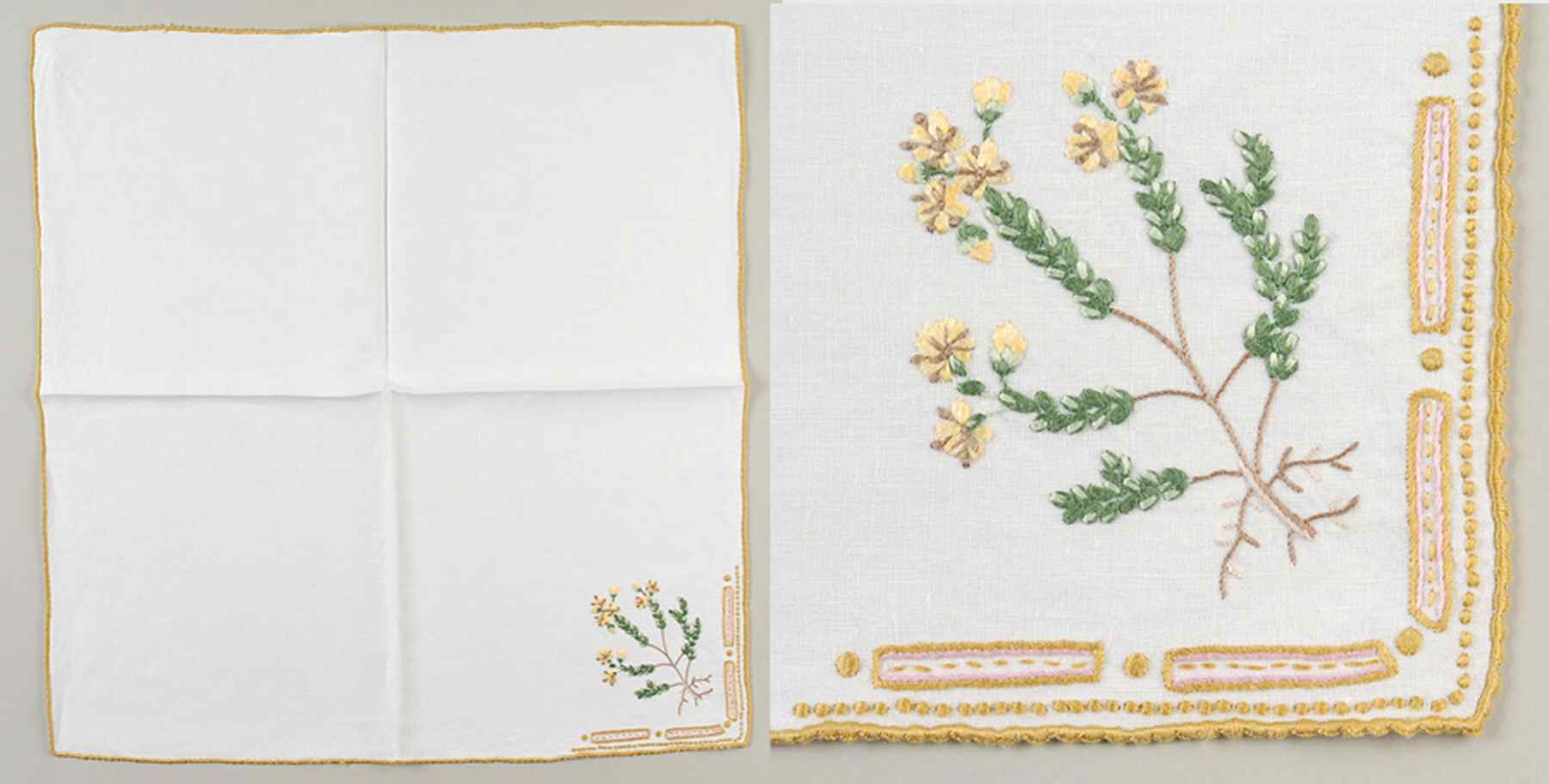Flora Danica (1961 To Current) 20" Embroidered Linen Napkin by Royal Copenhagen-1