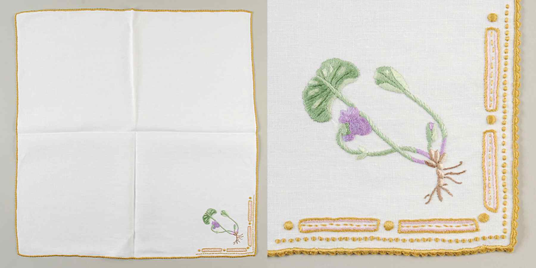 Flora Danica (1961 To Current) 20" Embroidered Linen Napkin by Royal Copenhagen-1