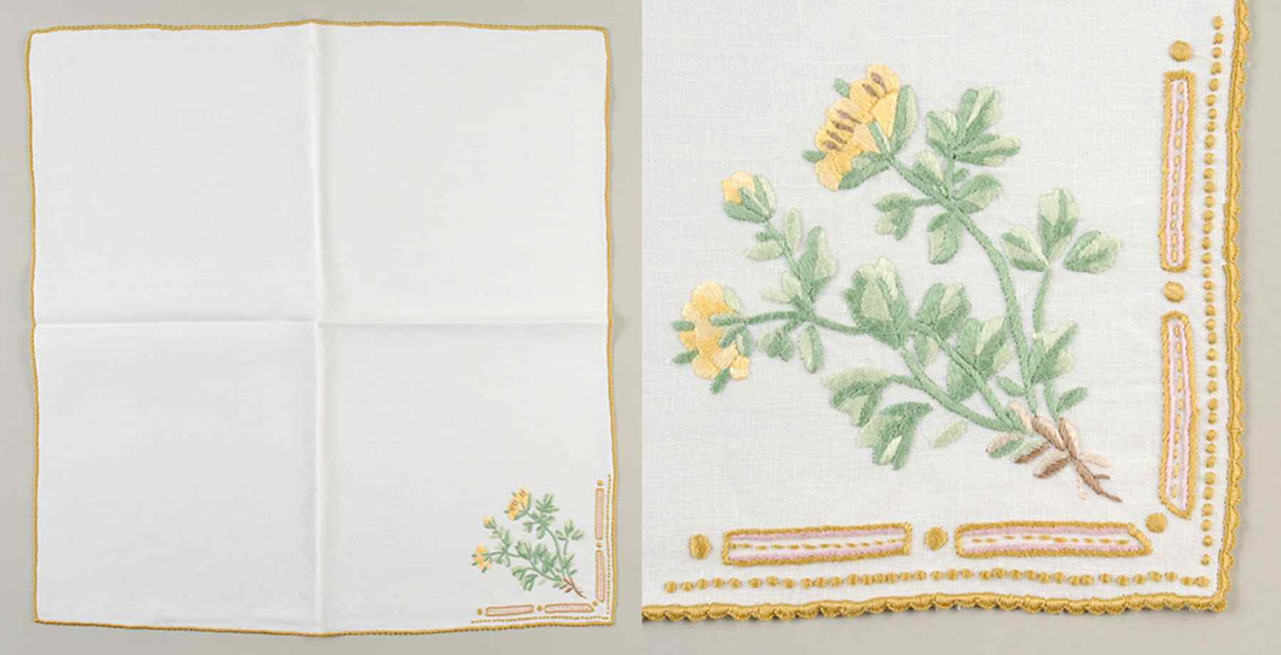 Flora Danica (1961 To Current) 20" Embroidered Linen Napkin by Royal Copenhagen-1
