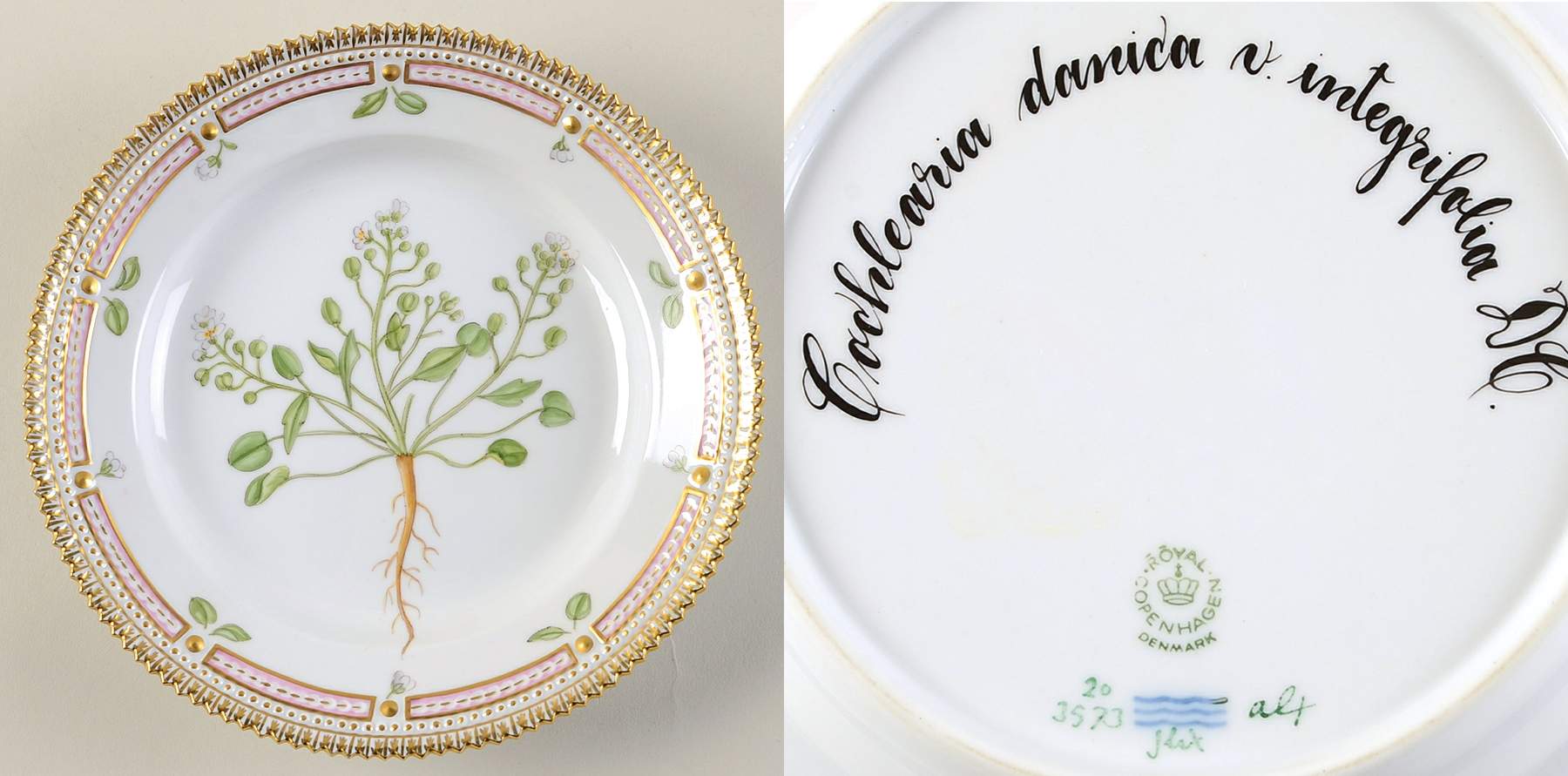 Flora Danica (1961 To Current) Salad Plate-Cochlearia danica v integrifolia DC by Royal Copenhagen-1