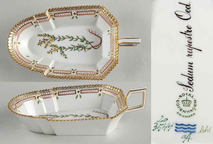 Flora Danica (1961 To Current) 8" Pickle/Accent Dish-Sedum rupestre Oed by Royal Copenhagen-1