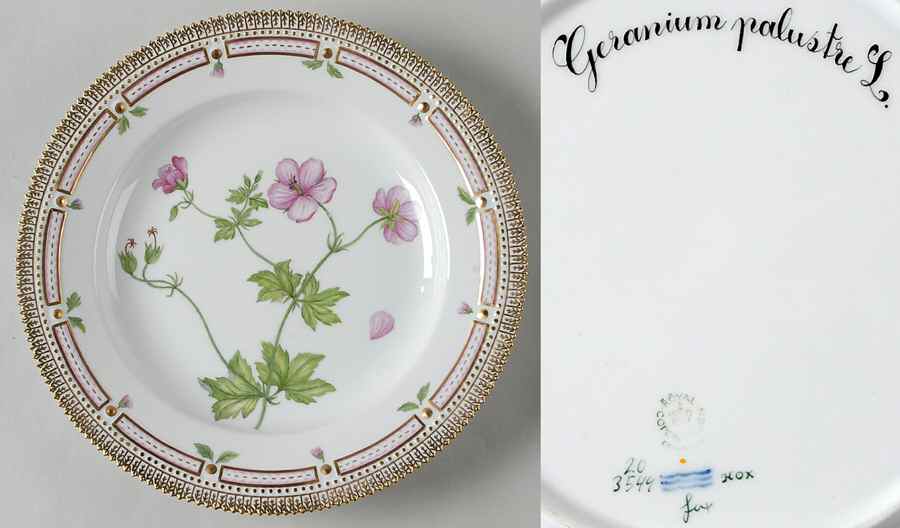 Flora Danica (1961 To Current) Dinner Plate-Geranium palustre L by Royal Copenhagen-1