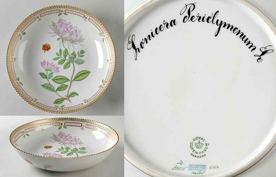 Flora Danica (1961 To Current) 10" Salad Serving Bowl-Lonicera Periclymenum L by Royal Copenhagen-1