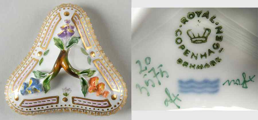 Flora Danica (1961 To Current) Lid for Triangular Custard Cup-No Decal by Royal Copenhagen-1