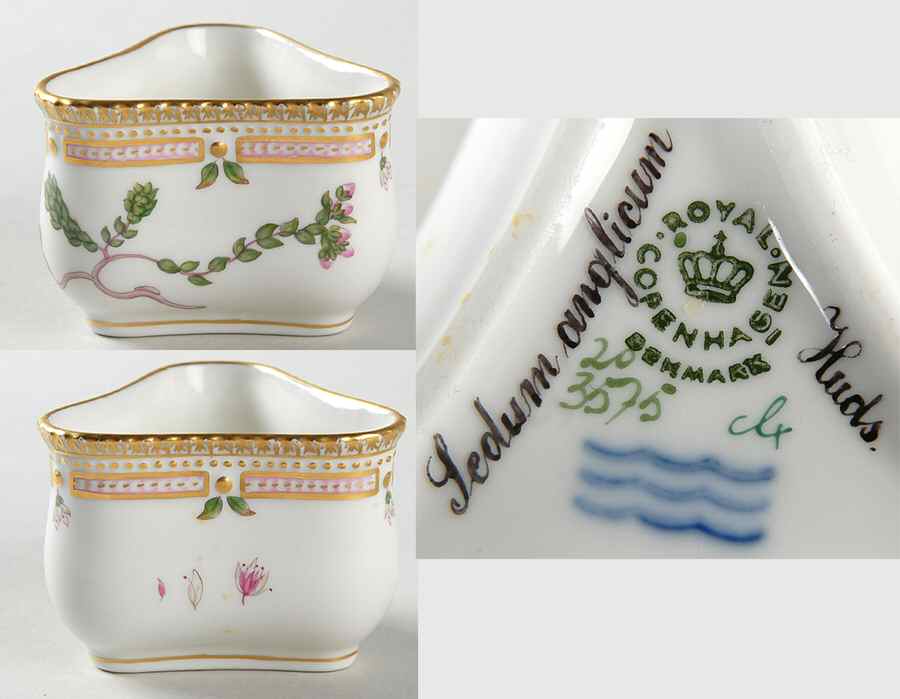 Flora Danica (1961 To Current) Triangular Custard Cup-Sedum anglicum Huds. by Royal Copenhagen-1