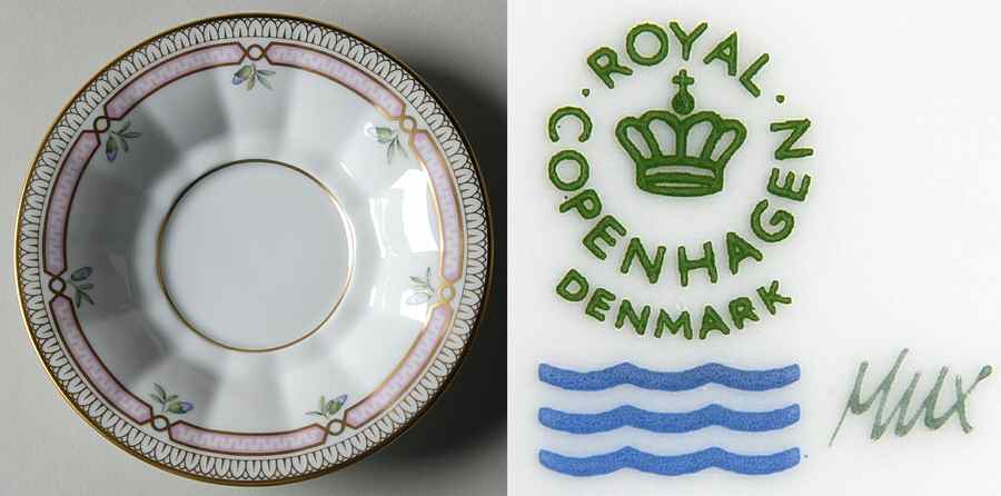 Flora Danica (1961 To Current) Saucer for Ltd Edition Angular Flat Demi Cup by Royal Copenhagen-1