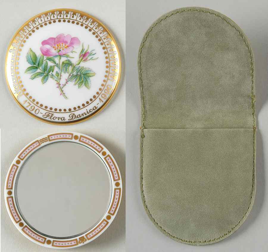 Flora Danica (1961 To Current) Jubilee Backstamp Pocket Mirror by Royal Copenhagen-1