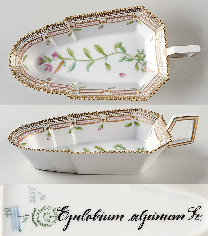 Flora Danica (1961 To Current) 6" Pickle/Accent Dish-Epilobium Alpinum H. by Royal Copenhagen-1
