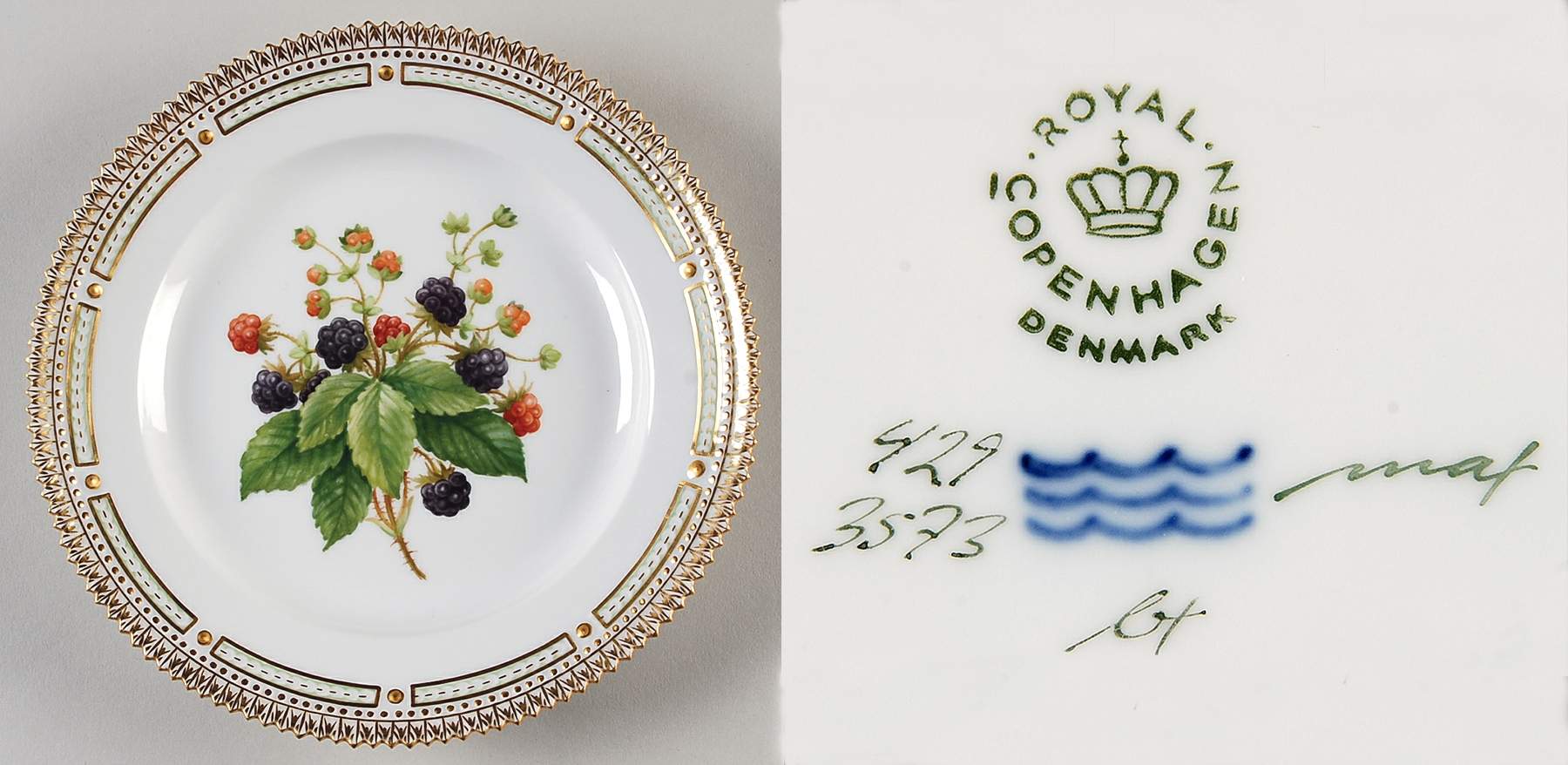 Flora Danica (1961 To Current) Salad/Fruit Plate-Blackberry by Royal Copenhagen-1