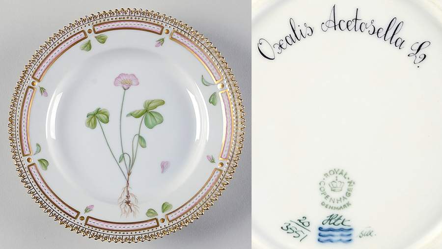 Flora Danica (1961 To Current) Dessert/Pie Plate-Oxalis Acetosella L. by Royal Copenhagen-1