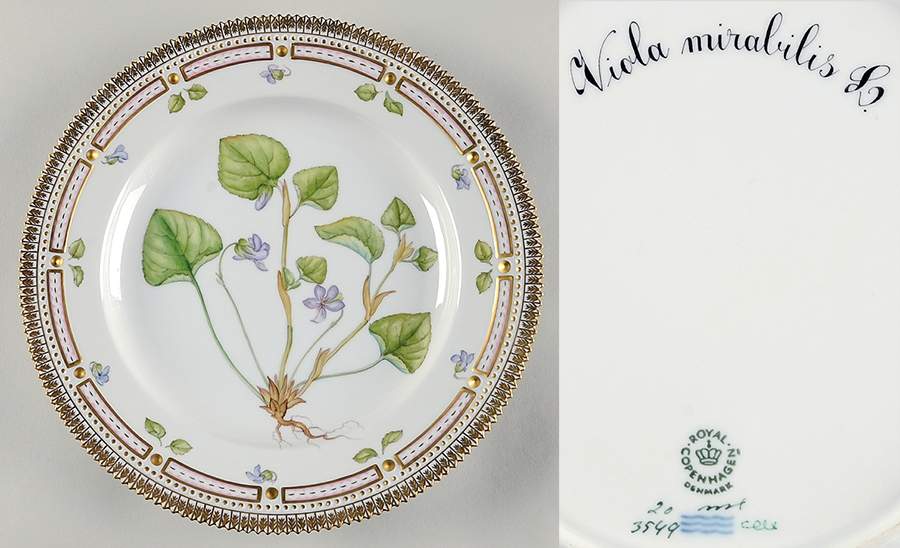Flora Danica (1961 To Current) Dinner Plate-Viola mirabilis L by Royal Copenhagen-1