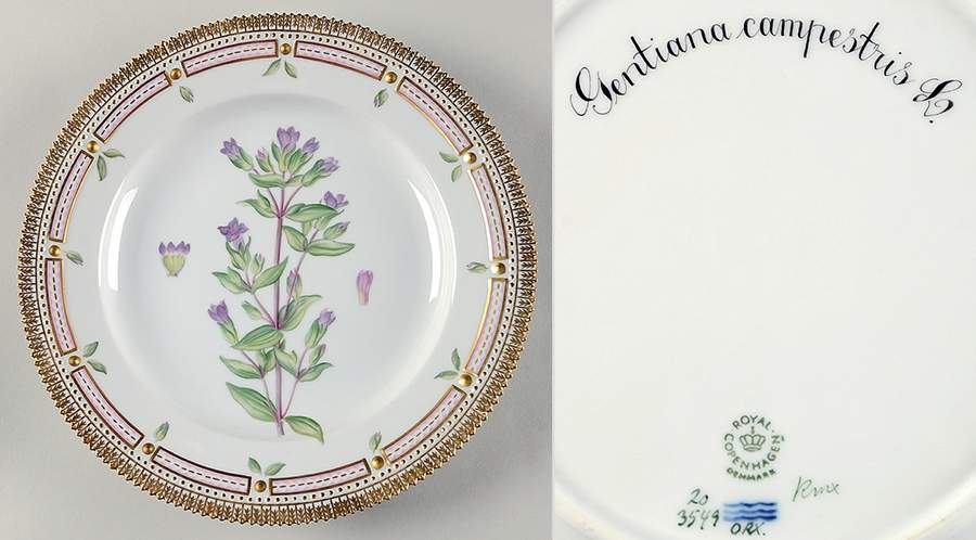 Flora Danica (1961 To Current) Dinner Plate-Gentiana campestris L by Royal Copenhagen-1