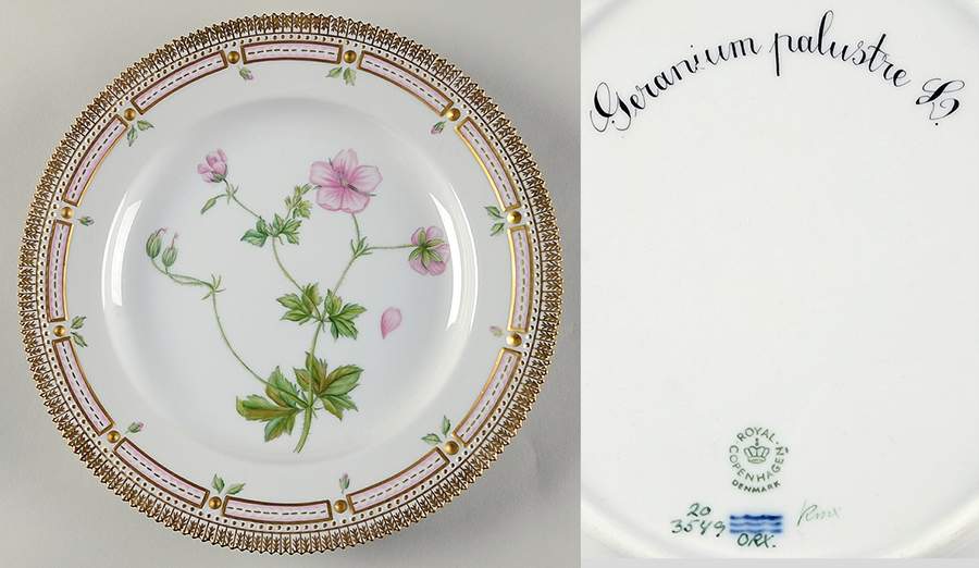 Flora Danica (1961 To Current) Dinner Plate-Geranium palustre L by Royal Copenhagen-1