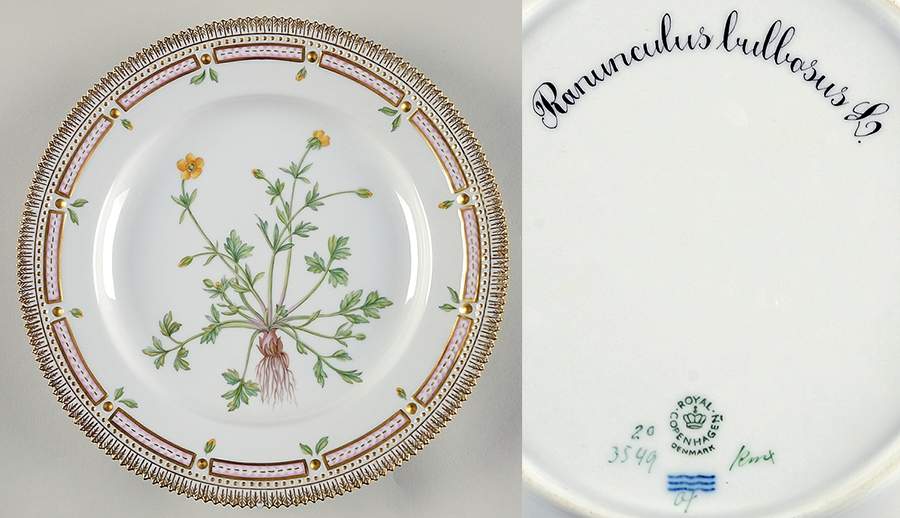 Flora Danica (1961 To Current) Dinner Plate-Ranunculus bulbosus L. by Royal Copenhagen-1