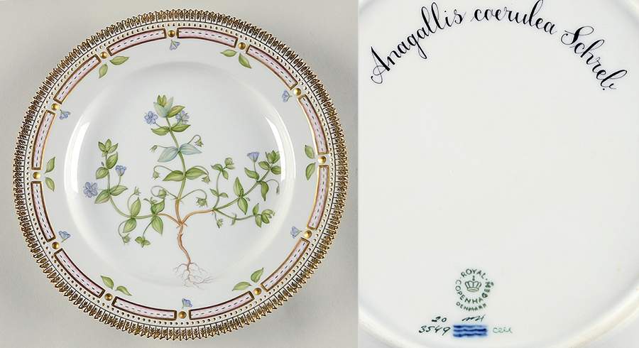 Flora Danica (1961 To Current) Dinner Plate-Anagallis coerulea Schrel. by Royal Copenhagen-1