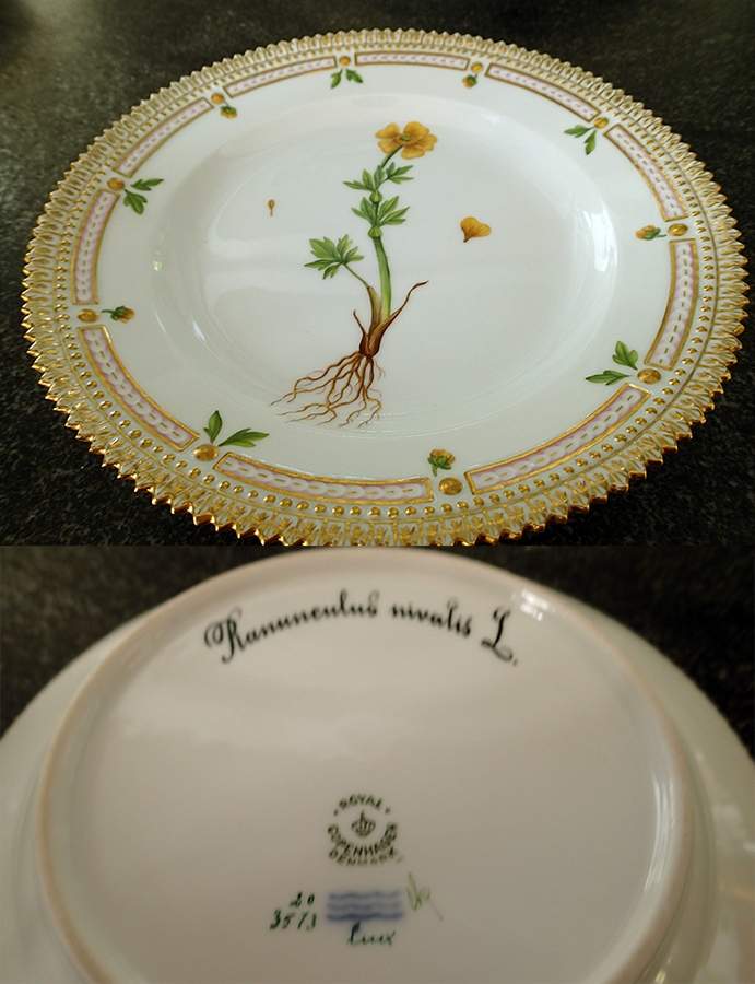 Flora Danica (1961 To Current) Salad Plate-Ranunculus nivalis L. by Royal Copenhagen-1