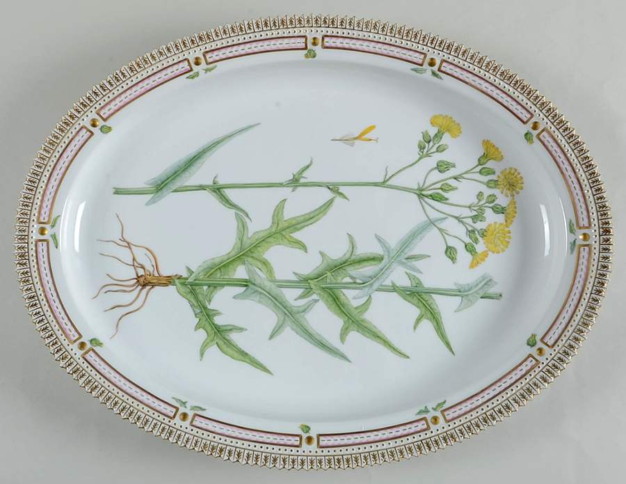 Flora Danica (1961 To Current) 18" Oval Serving Platter-Sanches paluster L. by Royal Copenhagen-1