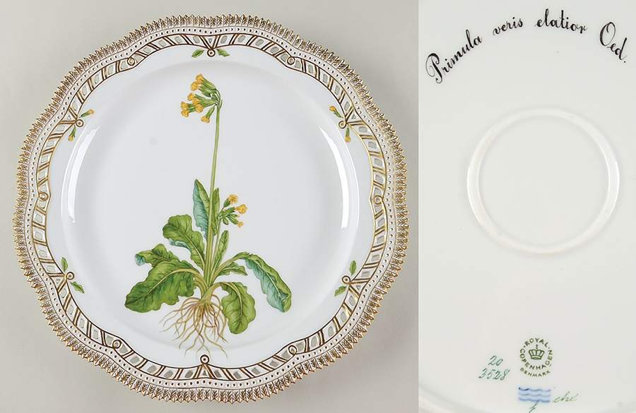 Flora Danica (1961 To Current) 13" Round Pierced Platter-Primula veris elatior Oe by Royal Copenhagen-1