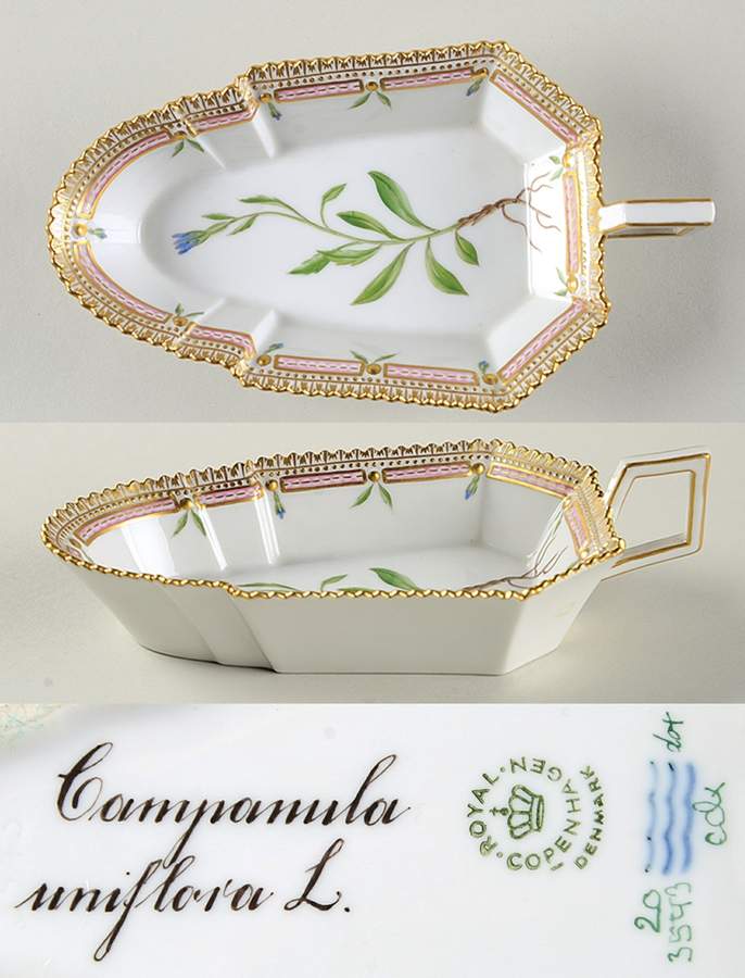 Flora Danica (1961 To Current) 7" Pickle/Accent Dish-Campamula uniflora L. by Royal Copenhagen-1