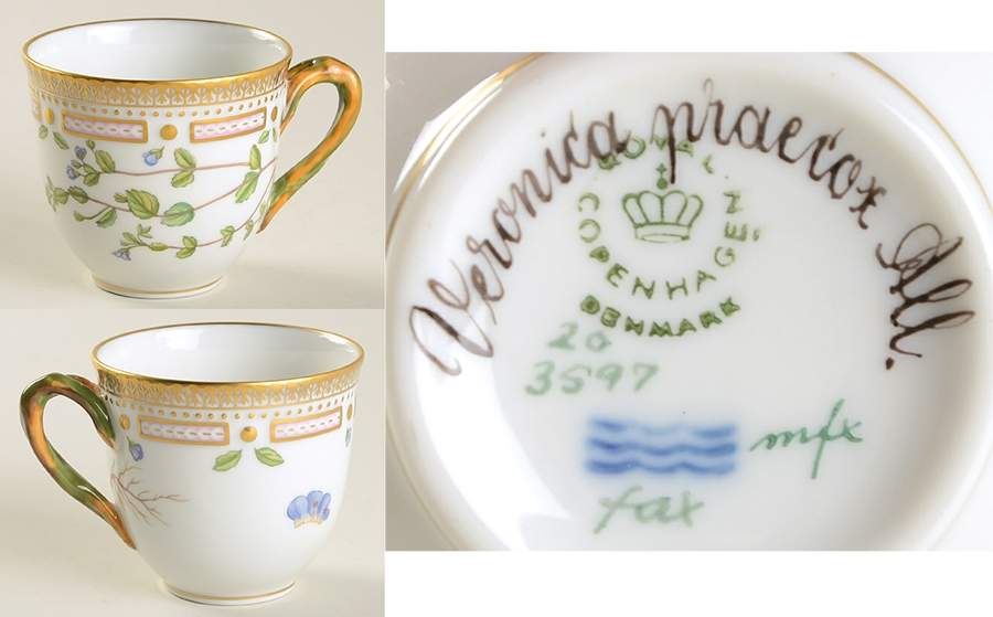 Flora Danica (1961 To Current) Flat Cup-Veronica procox All by Royal Copenhagen-1