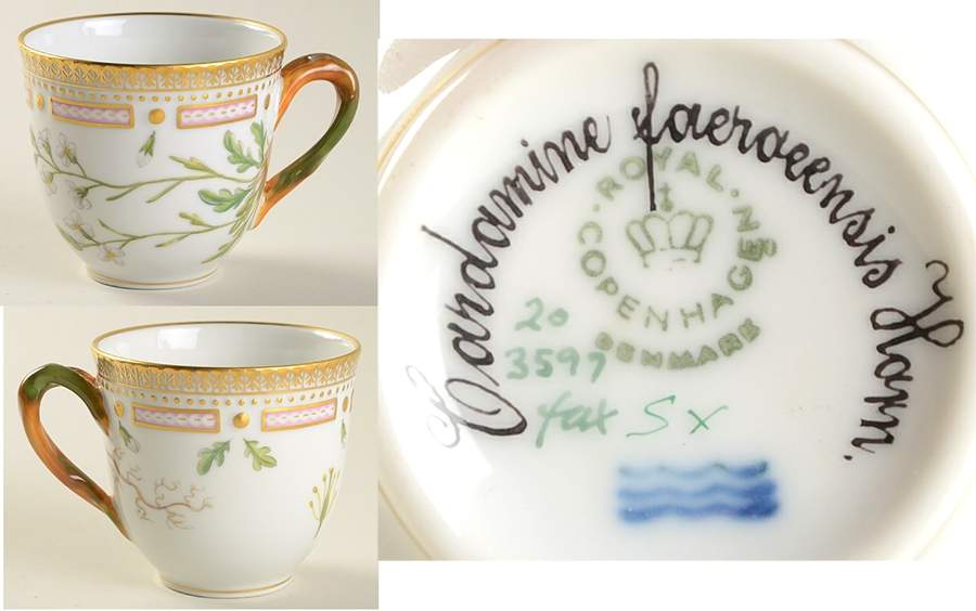Flora Danica (1961 To Current) Flat Cup-Cardamine faeraeensis Horn by Royal Copenhagen-1
