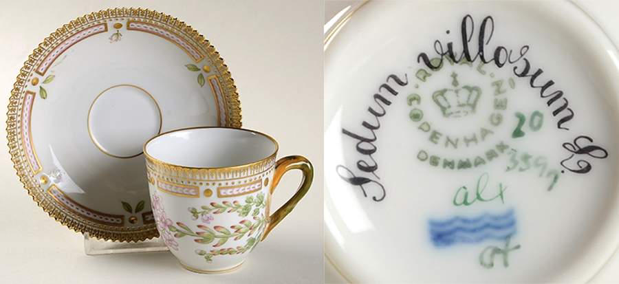Flora Danica (1961 To Current) Flat Cup & Saucer Set-Sedum villosum L. by Royal Copenhagen-1