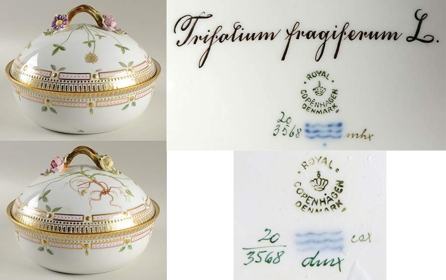 Flora Danica (1961 To Current) Round Covered Vegetable-Trifolium fragiferum L by Royal Copenhagen-1