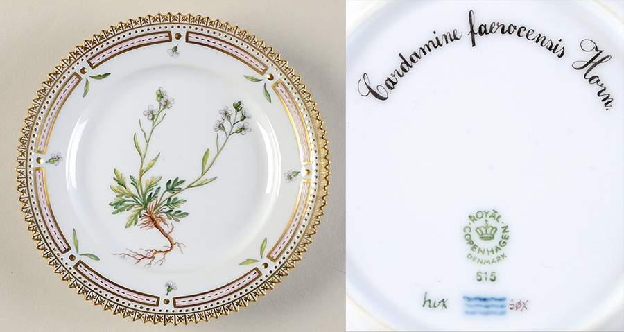 Flora Danica (1961 To Current) Bread & Butter Plate-Cardamine faeroeensis Horn by Royal Copenhagen-1