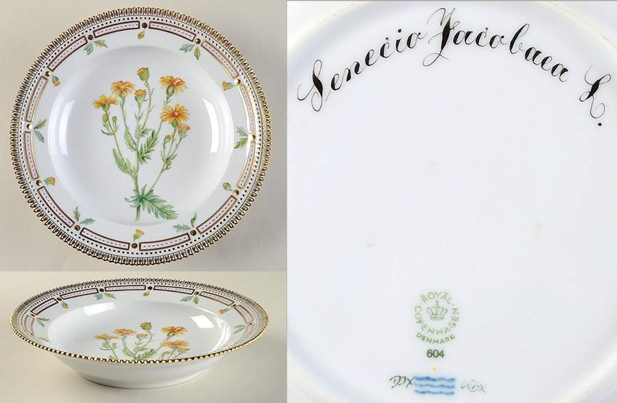 Flora Danica (1961 To Current) Rim Soup Bowl-Senecio Jacobaea L by Royal Copenhagen-1