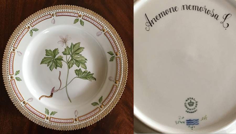 Flora Danica (1961 To Current) Dinner Plate-Anemone nemorosa L by Royal Copenhagen-1