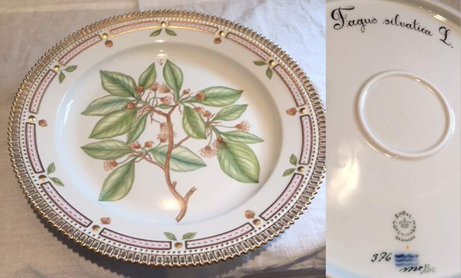Flora Danica (1961 To Current) 11" Round Platter-Fagus silvatica L by Royal Copenhagen-1
