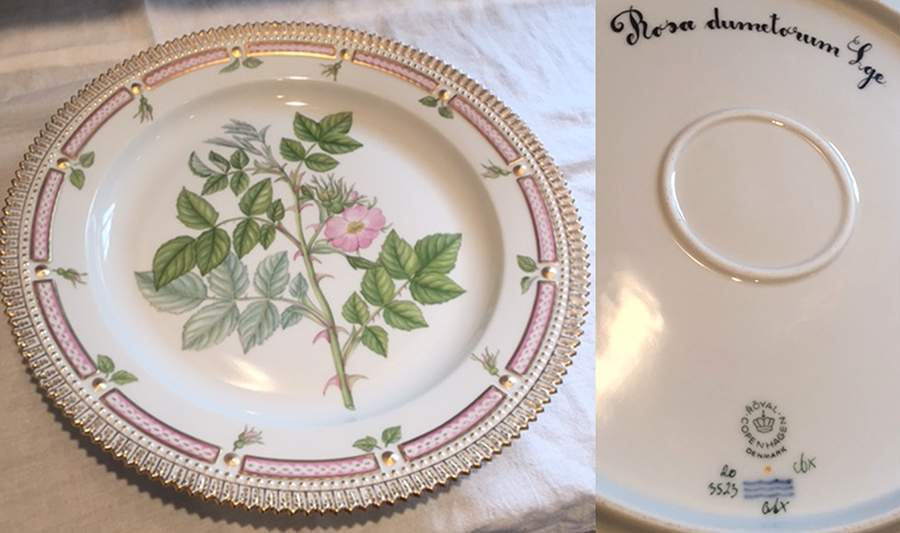 Flora Danica (1961 To Current) 11" Round Platter-Rosa Dumetorum Lge by Royal Copenhagen-1