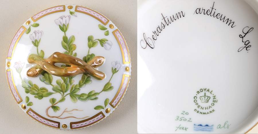 Flora Danica (1961 To Current) Lid for Small Sugar Bowl-Cerastium arcticum Lge. by Royal Copenhagen-1